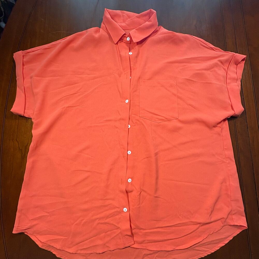 Salmon Short Sleeved Button Down Size XXL